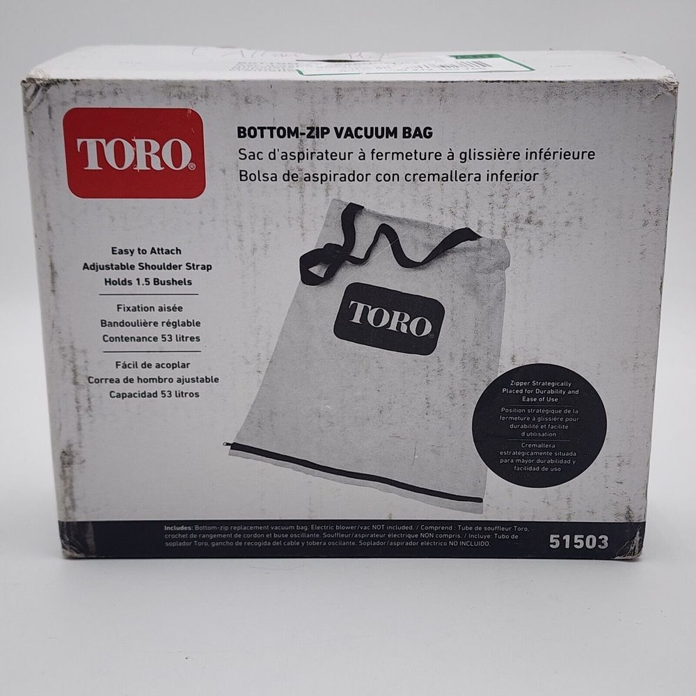 Toro 51503 Bottom-Zip Vacuum Bag for Blower Vacs New 1.5‎ bushels 5.3L New